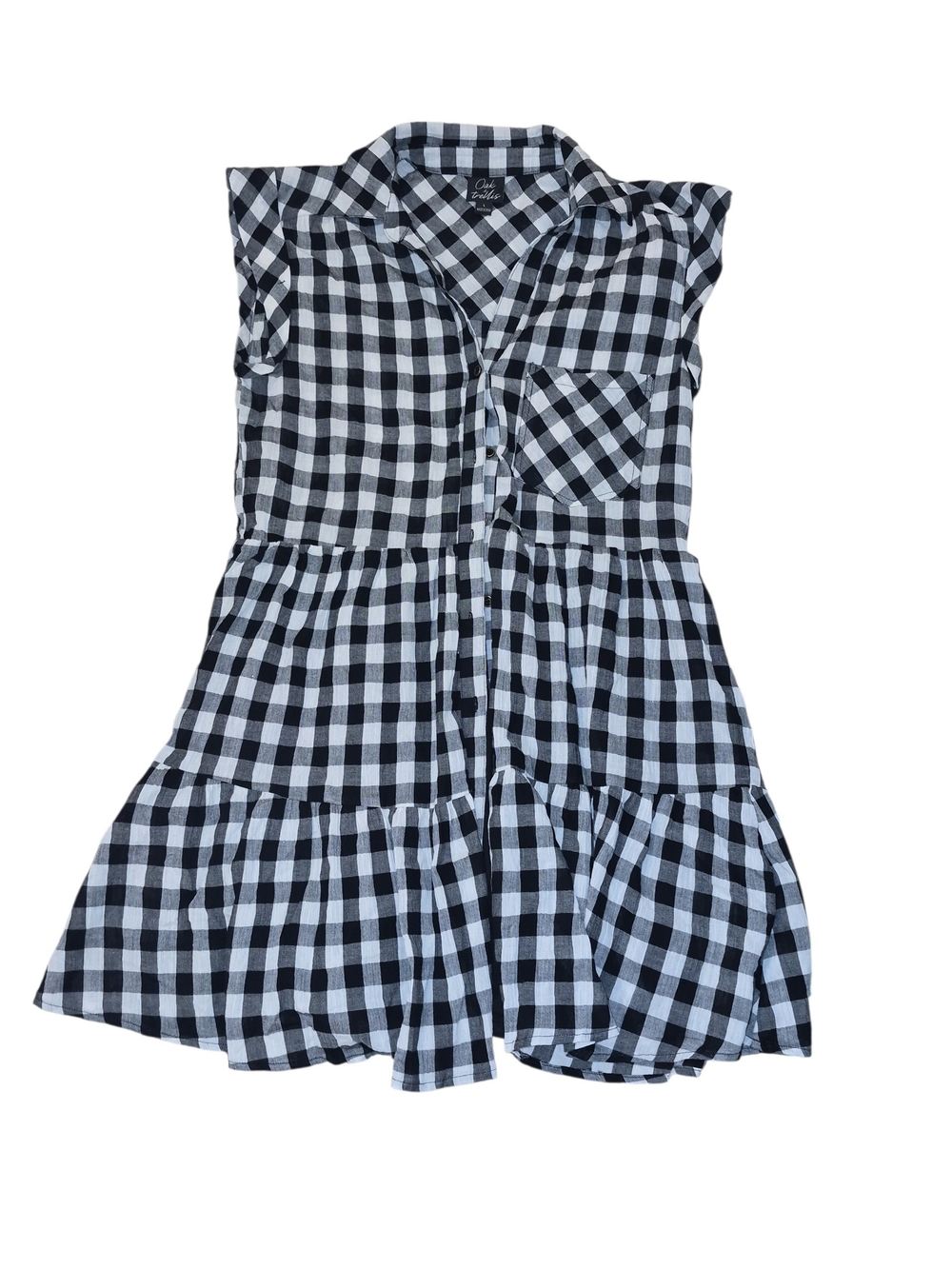 Black and White Gingham Mini Dress With Cap Sleeves Nwot
